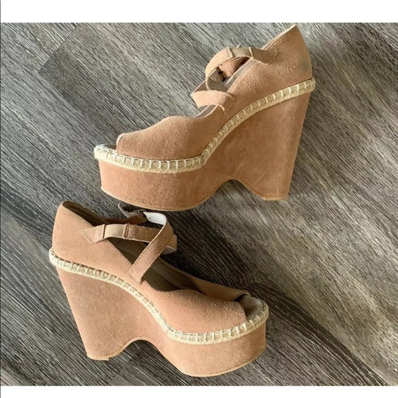 Free People Terrace Suede Wedges Blush 39 - Picture 3 of 6
